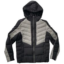 Alessandro Zavetti Mens Black And Grey Hooded Puffer Jacket Size M