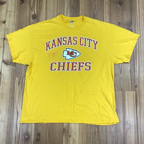 Majestic Yellow Kansas City Chiefs Arrowhead Logo Graphic T-Shirt Adult 2XL Cover