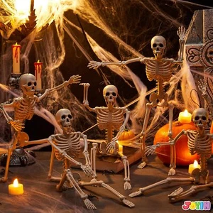 5 PIEZAS Esqueletos de Halloween posables cuerpo completo articulaciones posables para decoración del hogar - Imagen 1 de 9