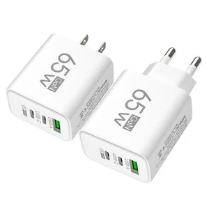 Bloc Chargeur Voyage 1Pc 65W Multi-Port Téléphone Chargeur Bloc 1 USB + 2 Ports PD - Photo 1 sur 12