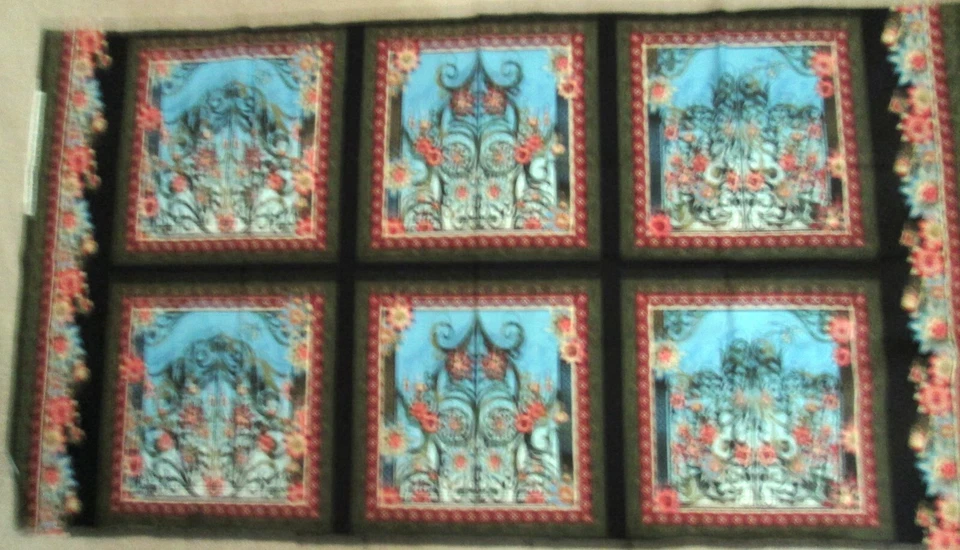 1 Colorful Vintage 2014 "Shangra-La" Quilting Crafting Sewing Fabric Panel - Image 1 of 1