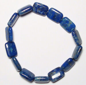 14x10x5mm Rectangle Blue Lapis Lazuli Beads Bracelet 8" -- LP517