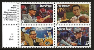 US Scott #3143-46, Block of 4 1997 Football Coaches 32c VF MNH - Picture 1 of 1