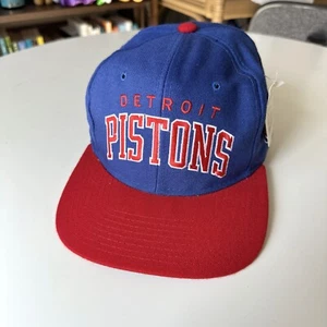 Vintage Starter Detroit Pistons Snapback Blue Red 100% Wool NBA Hat Cap NWT - Picture 1 of 15
