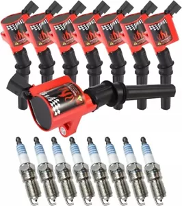 8 Pack Curved Boot Ignition Coils & Spark Plug SP479, 15% More Energy for Ford F - Picture 1 of 8