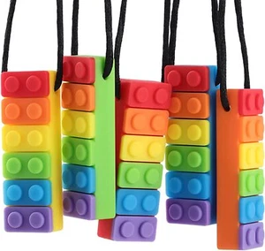 NEW Sensory Brick Design Chew Necklace Autism SEN Biting Bite Aid - Picture 1 of 8