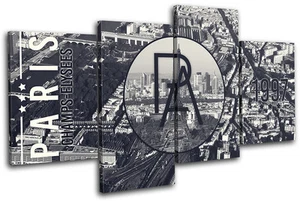 Paris Typography City MULTI CANVAS WALL ART Picture Print - Picture 1 of 1
