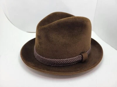 DOBBS HUNTER MOUNTAIN MINK BROWN FUR FELT FEDORA HAT MADE IN USA - Image 1 of 4