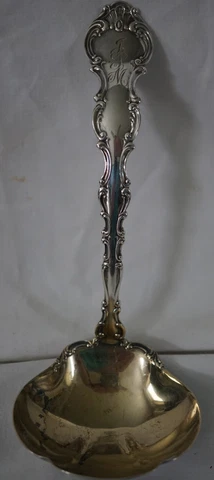VINTAGE GORHAM SCALLOPED LADLE GILT BOWL J-M MONO - STRASBOURG -1897 PATTERN Cover