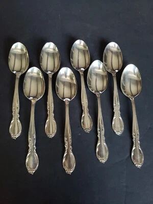 (8) Cucharaditas Cuchara de Postre Plateado WM Rogers IS Moonlight/Victorian Royal Foto 1 de 4