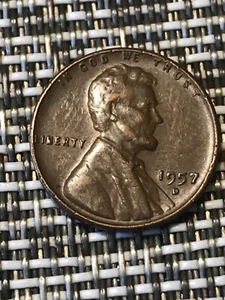 1957 - D LINCOLN ONE CENT AVERAGE CIRCULATED WHEAT EARS REVERSE PENNY COIN - Bild 1 von 7
