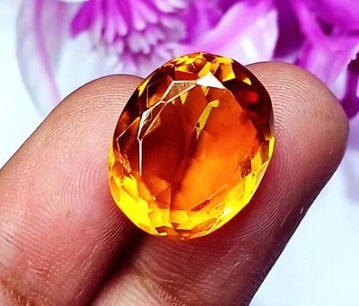 11.70 Ct Brazilian Orange Citrine Oval Cut Loose Gemstone CERTIFIED For Sale - Image 1 of 4