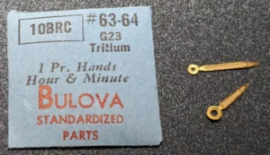 NOS Genuine Bulova 10BRC G23 Tritium Min/Hr Watch Hand Set #63/64 Gold TRIT - Picture 1 of 2