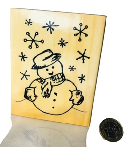 Craft Ink Rubber Stamp Wood Block Snowman xmas Crafts Making ra - Picture 1 of 4