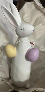 BRAND NEW MARTHA STEWART EASTER CERAMIC BUNNY RABBIT WITH EGGS 11" HOME DECOR - Picture 1 of 4