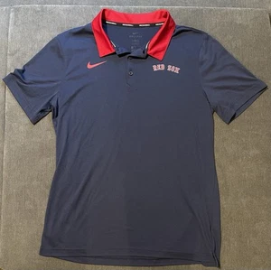 Nike Boston Red Sox Polo Hombre Grande Azul Rojo Rayas Dri-Fit Camisa de Béisbol - Imagen 1 de 4