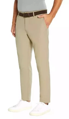 Pantalones para hombre Banana Republic ajustados ajustados color tostado absorbente frente plano 38x34 Foto 1 de 4