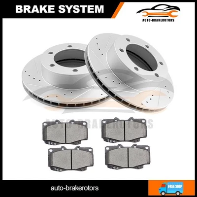 For 1999-2004 Toyota Tacoma Front Drill 2 Brake Rotors w/ 4 Ceramic Pads - Image 1 of 4