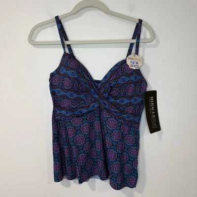 Camiseta de natación Miraclesuit Allura para mujer Tankini Danubio Azul Multi NUEVA 8 Foto 1 de 4