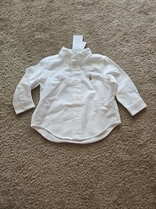 Ralph Lauren Baby Boys Cotton Oxford Button Shirt - White Size 9 Months NEW - Picture 1 of 4