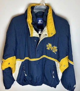 Vintage 1990s Starter Pullover Jacket Michigan Woverines Puffy Size Large - Picture 1 of 11