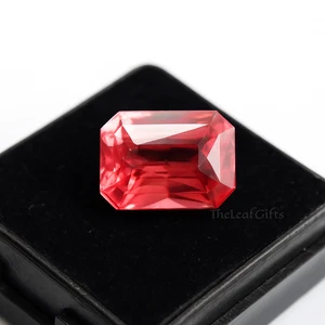 Zafiro Padparadscha Natural 7.65Ct | Corte Esmeralda 11.8x8.3mm Naranja Melocotón Gema | - Imagen 1 de 11
