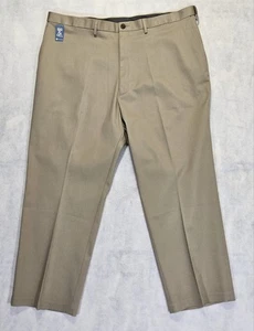 Haggar Pants Mens 44X28 NEW No Iron Khaki Classic Fit Flat Front Stretch Dress  - Picture 1 of 11
