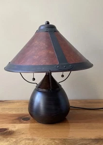Art & Craft Stil Glimmerschirm rostig kupferfarben Metall Tischlampe 14 1/2 B × 17 H" - Bild 1 von 7