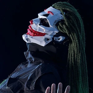 Joker Maske Cyberpunk Full Face Clown Halloween Cosplay Party Requisite Geschenk Latex Männer - Bild 1 von 8