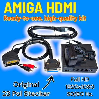 Amiga 500 SCART HDMI Wandler Kit, RGB Video Audio SCALER Kabel Original DB23 - Bild 1 von 4