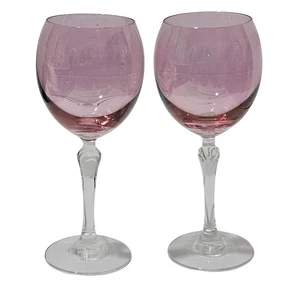2 Colony Bijoux Pink Iridescent Wine Glasses 7.75" romantic crystal 8z presecco  - Picture 1 of 8