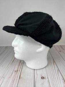Paperboy Mütze schwarz Cabbie Zeitungsjunge Boho Patchwork Cap Strick & Wildleder **NEU - Bild 1 von 4