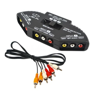 Audio Video AV RCA Splitter Switch Selector Box Splitter with 3-Way 3 RCA Cable - Picture 1 of 9