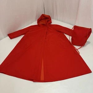 Mycra Pac Now Long Raincoat Sz 1-Small Reversible Hooded Red Orange w/ Bag! - Picture 1 of 18