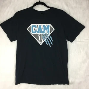 Gildan Men’s Medium T Shirt Cam Newton Panthers NFL Black Blue Football Crewneck - Picture 1 of 3