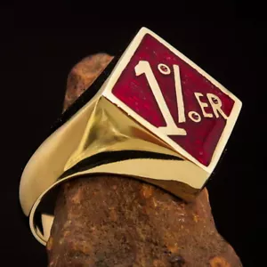 OUTLAW RING, MENS BIKER RING, 1% ER RING, ONE PERCENTER SYMBOL RED SIZE 9 - Picture 1 of 7