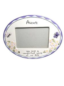 "Aunt" Picture Frame~Multi Color~ Flowers& Butterflies~Warm Message~ Hang/Stand 