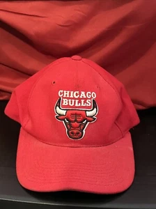 Vintage 90's Chicago Bulls Strap back Hat Red embroidered logos GCC Hat Co NBA - Picture 1 of 11