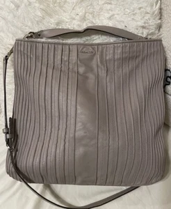 COACH 27881 MADISON PINTUCK LEATHER HOBO TAN PURSE* - Picture 1 of 10