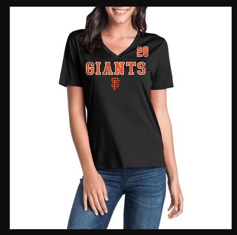 SAN FRANCISCO GIANTS Black Women's V neck Large Tee MLB LICENSED t shirt SF NEW Cover
