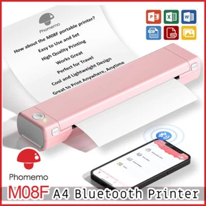 Bluetooth A4 Thermal Printer Inkless Portable Wireless Thermal Printer 1200mAh - Picture 1 of 18