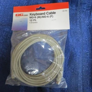 GCE 45-432 12 ft. Keyboard Extension Cable PS/2 MD-6 Male to MD-6 Female - Picture 1 of 4