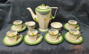 🔶️RARE BURLEIGH WARE ART DECO COFFEE SERVICE CLARICE CLIFF / ZENITH 1930s - Bild 1 von 21