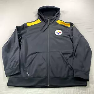 Nike Pittsburgh Steelers Sweatshirt Mens XXL 2XL Black Hoode Full Zip On-Field - Picture 1 of 11