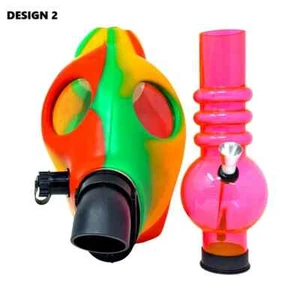 Silikon Gasmaske Bong Shisha Rauchen Orange Grün Gelb Mix Farbe Maske - Bild 1 von 1