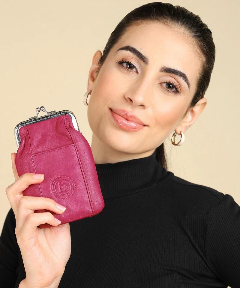 Genuine Leather Cigarette Case with Lighter Pouch Hot Pink by Marshal