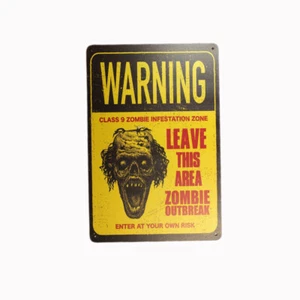 Tin Sign WARNING ZOMBIE OUTBREAK Sprint Drink Bar Whisky Rustic Look - Picture 1 of 1