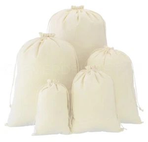 Bolsas con cordón de algodón - Sacos de muselina 100 % algodón premium - 14x20 a 22x32 pulgadas - Imagen 1 de 10