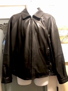 Robert Comstock Vertical Butter Soft Lamb leather Collared jacket black size L - Picture 1 of 5