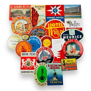 Vintage Hotel Luggage Label France Switzerland Argentina Hungary Italy Lot of 20 - Picture 1 of 7